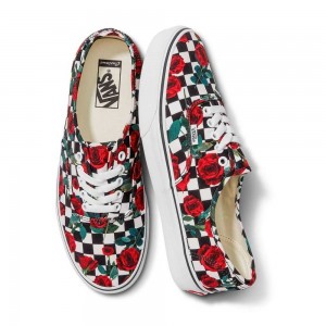 Dámské Classic Vans Customs Checkerboard Roses Authentic | WVJMG3098