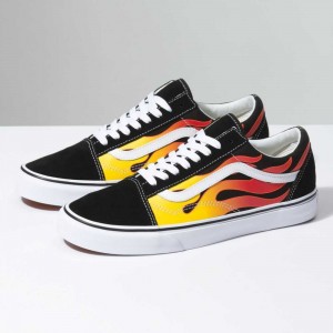 Dámské Classic Vans Flame Old Skool Černé Bílé | LYSZG9138