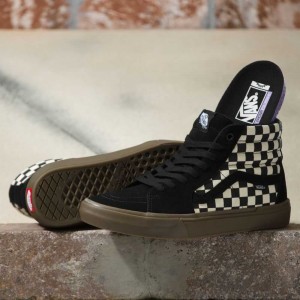 Dámské Skate Boty Vans Checkerboard BMX Sk8-Hi Černé Tmavě | DNAPV0418