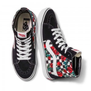 Pánské Classic Vans Customs Checkerboard Roses Sk8-Hi | ELIQA3219