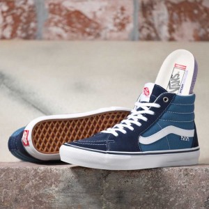 Pánské Skate Boty Vans Sk8-Hi Tmavě Blankyt Bílé | UXIAN9781