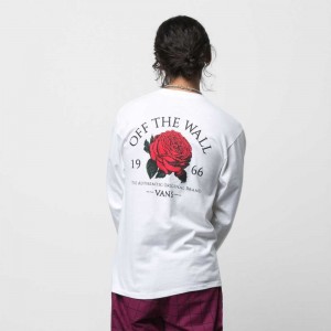 Pánské Tričko Vans Authentic Original Rose Long Sleeve Bílé | XEOPQ7964