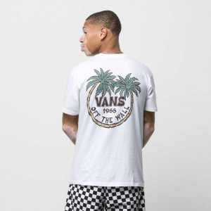 Pánské Tričko Vans Paradise Dual Palm Bílé | KLMUB4192