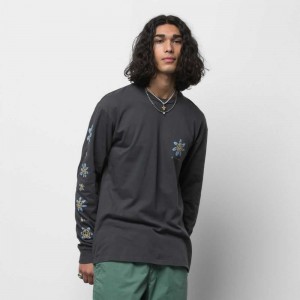 Pánské Tričko Vans Trippy Grin Floral Long Sleeve Černé | IHJZQ8405