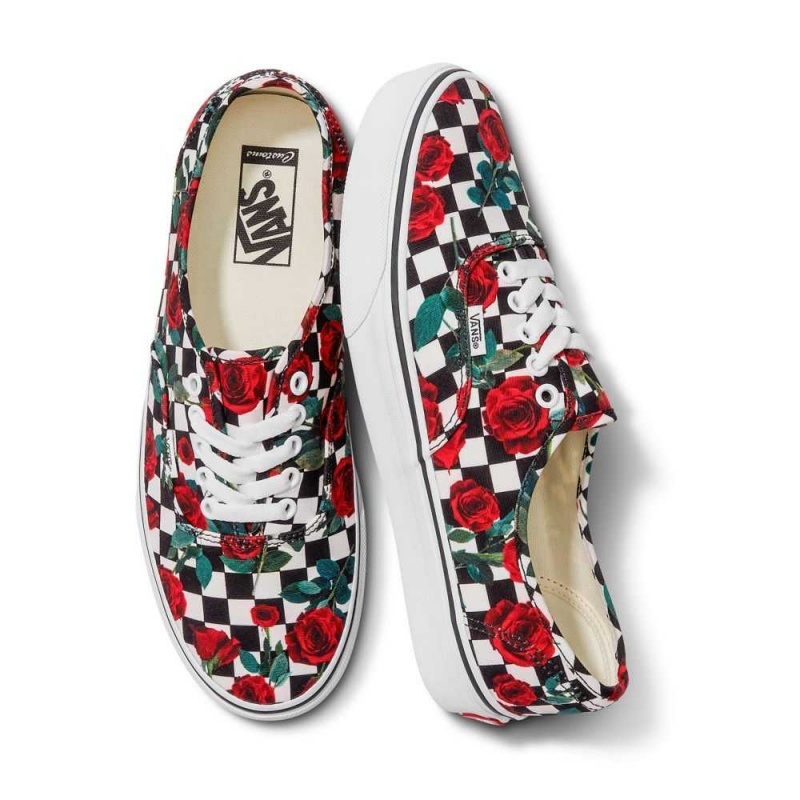 Pánské Classic Vans Customs Checkerboard Roses Authentic Široké | KJIOQ9350