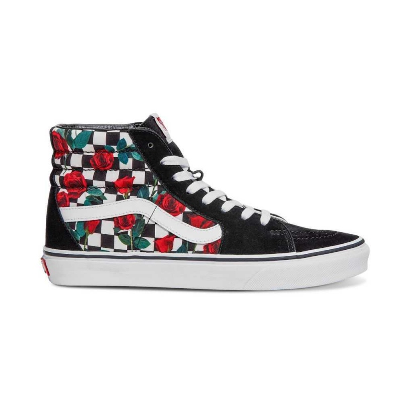 Pánské Classic Vans Customs Checkerboard Roses Sk8-Hi | ELIQA3219